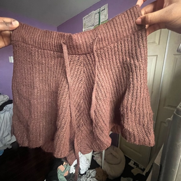 Brown short-sleeved cardigan with a fitted style and crew-neck - Picture 2 of 2